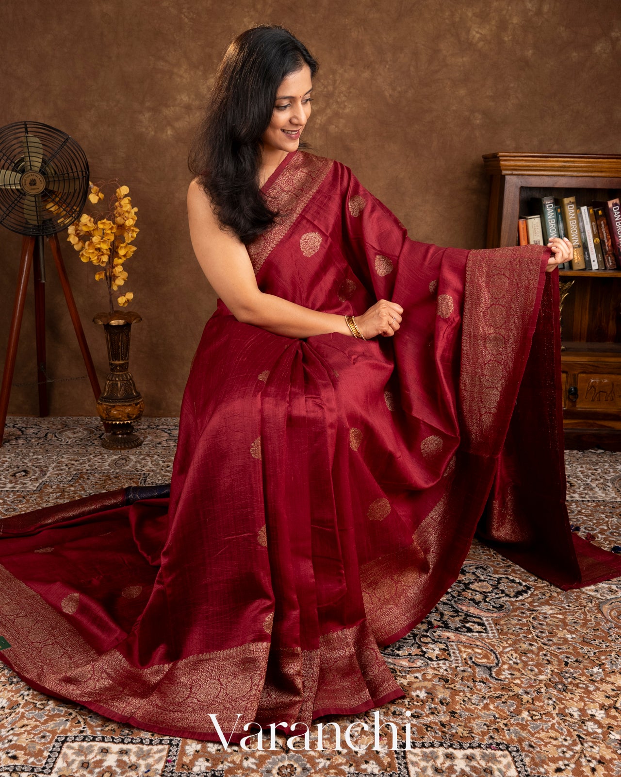 Maroon Pure Raw Silk Handloom Saree 