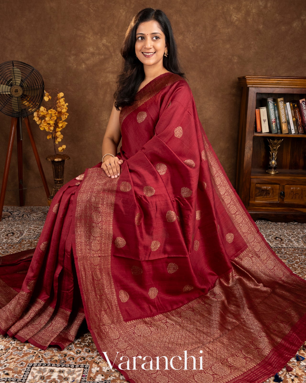 Maroon Pure Raw Silk Handloom Saree 