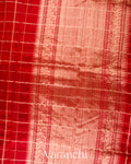 Maroon Red Checks Raw Silk Handloom Saree 