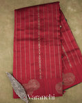 Deep Maroon Striped Pure Raw Silk Handloom Saree