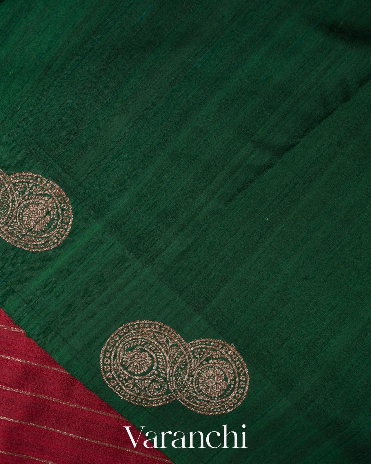 Deep Maroon Striped Pure Raw Silk Handloom Saree