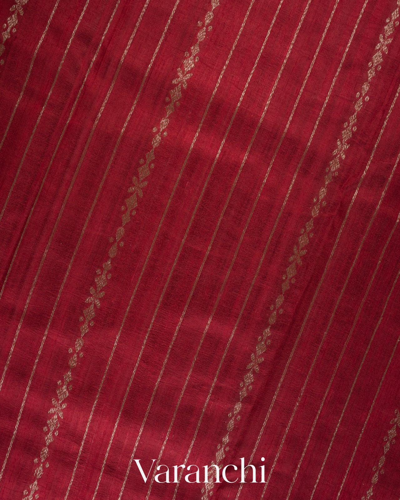 Deep Maroon Striped Pure Raw Silk Handloom Saree