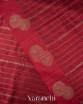 Deep Maroon Striped Pure Raw Silk Handloom Saree