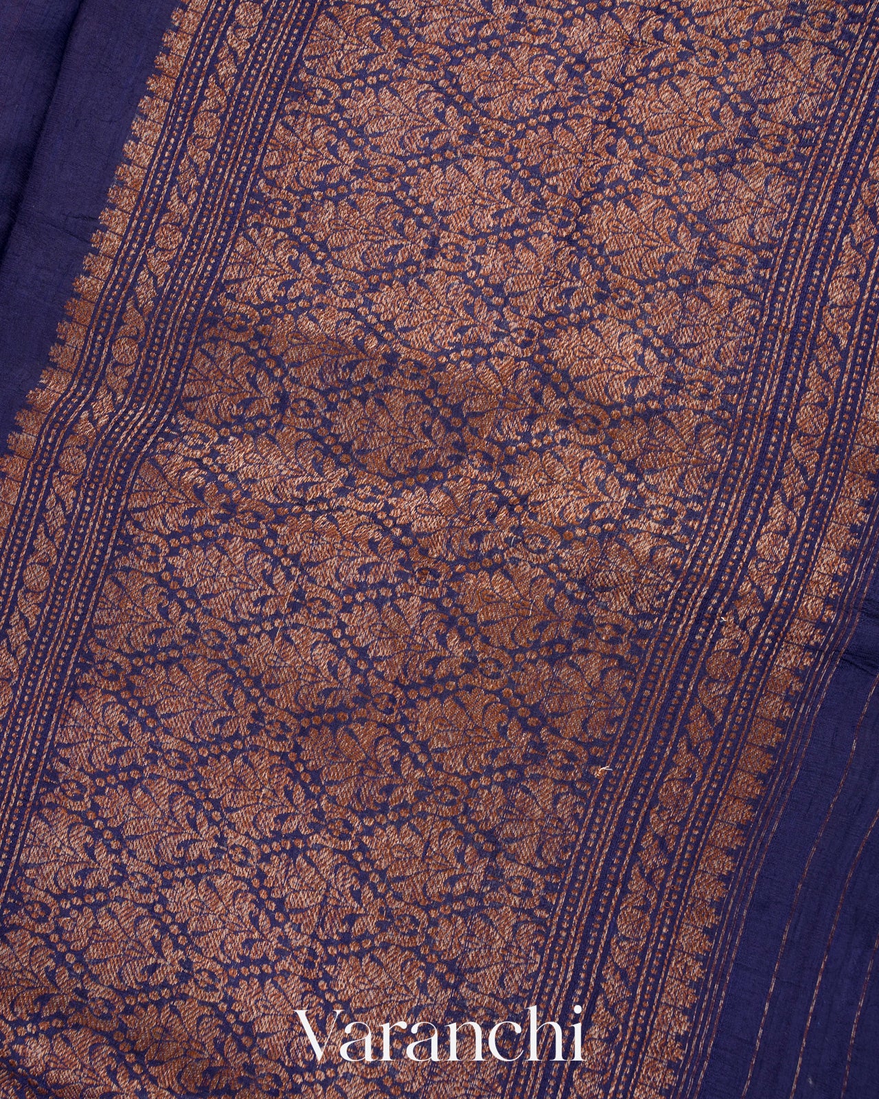 Navy Blue Borderless Pure Raw Silk Handloom Saree