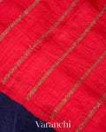 Navy Blue Borderless Pure Raw Silk Handloom Saree