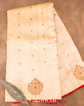 Off-White Borderless Pure Raw Silk Handloom Saree