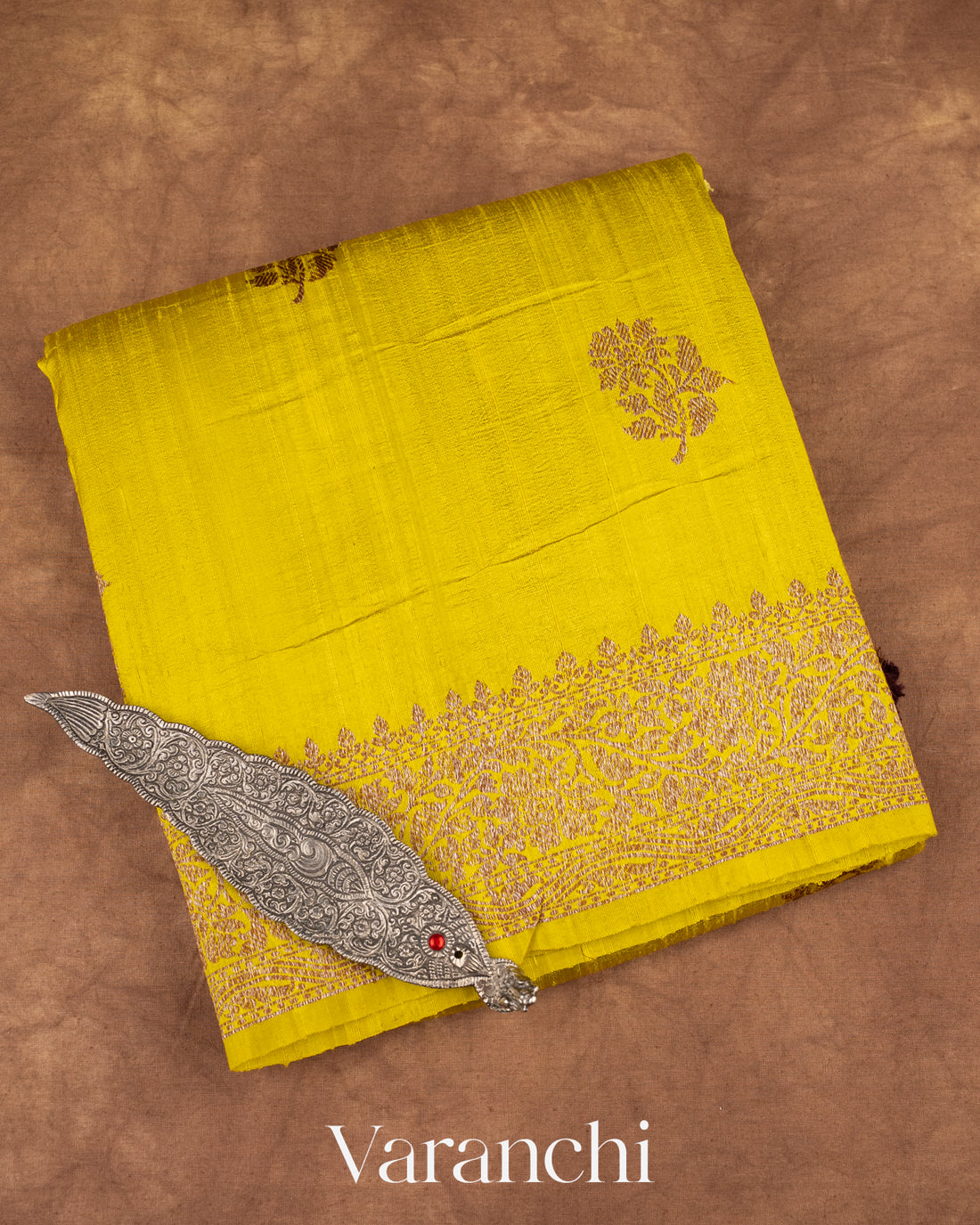 Mustard Yellow Pure Raw Silk Handloom Saree