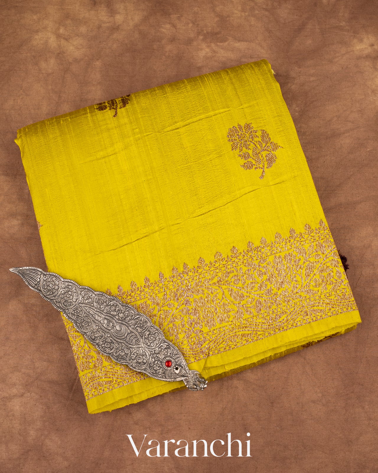 Mustard Yellow Pure Raw Silk Handloom Saree