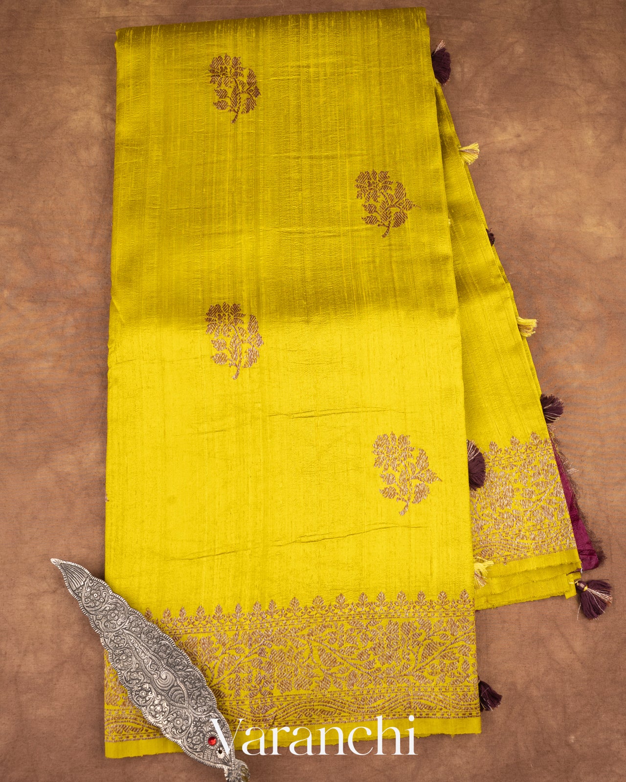 Mustard Yellow Pure Raw Silk Handloom Saree
