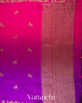 Purple and Rani Pink Ombre-Dyed Pure Raw Silk Handloom Saree
