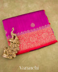 Magenta Pure Raw Silk Handloom Saree