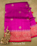 Magenta Pure Raw Silk Handloom Saree