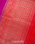 Magenta Pure Raw Silk Handloom Saree