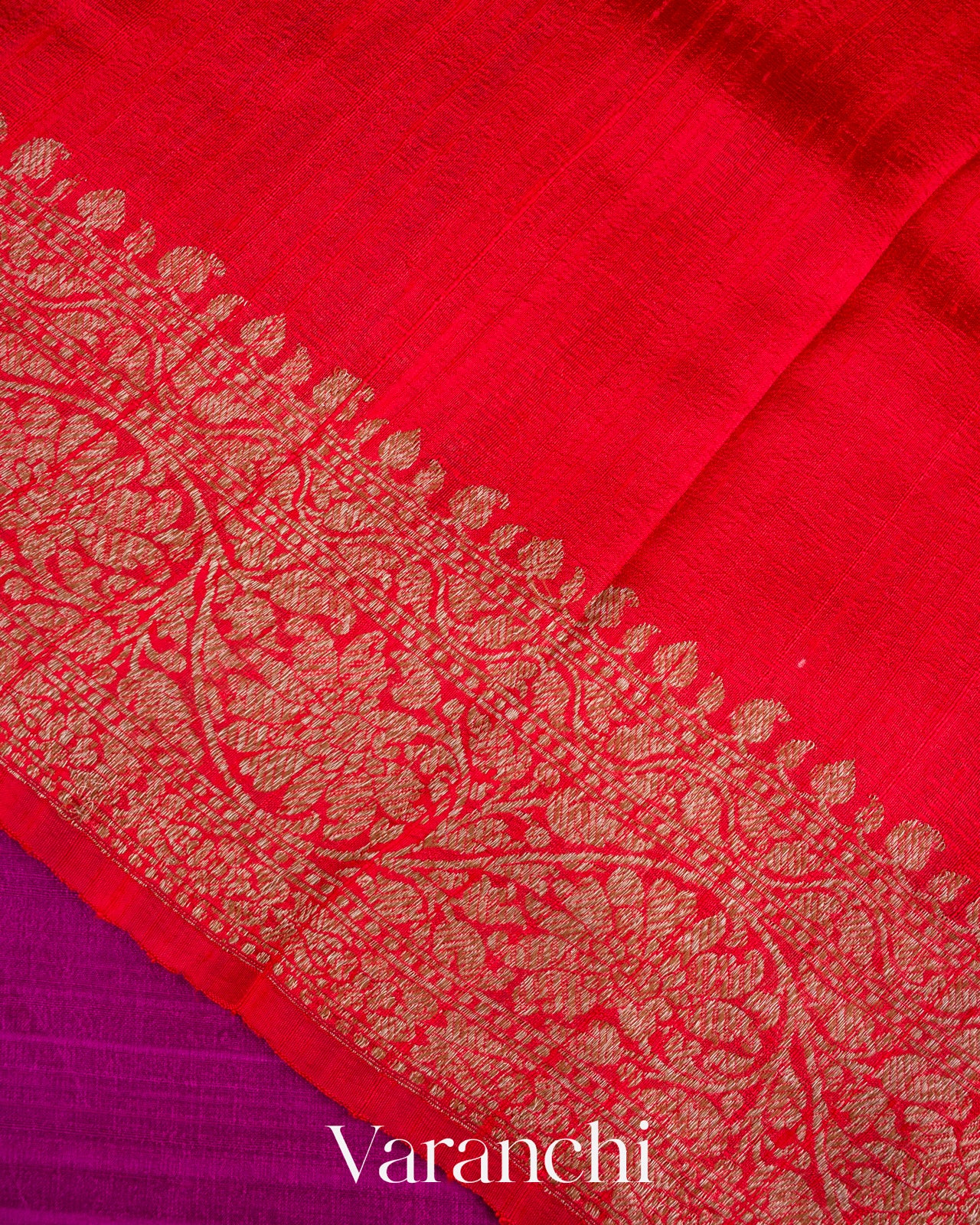 Magenta Pure Raw Silk Handloom Saree