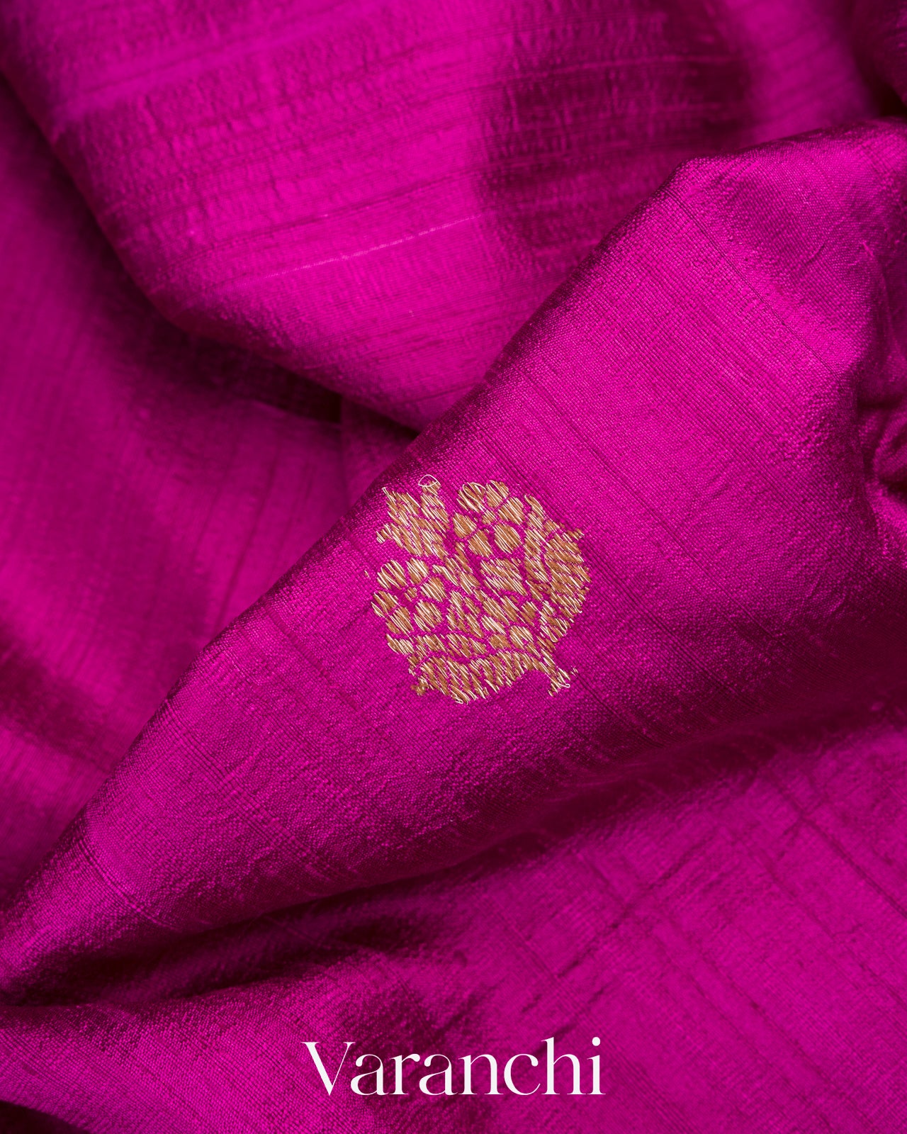 Magenta Pure Raw Silk Handloom Saree