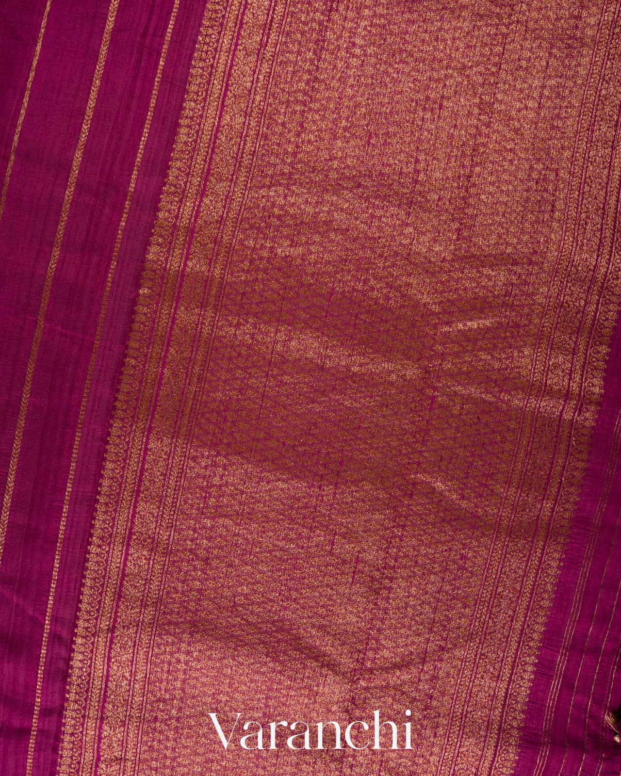 Royal Plum Borderless Striped Pure Raw Silk Handloom Saree
