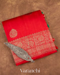 Ruby Red Raw Silk Handloom Saree 