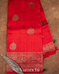 Ruby Red Raw Silk Handloom Saree 