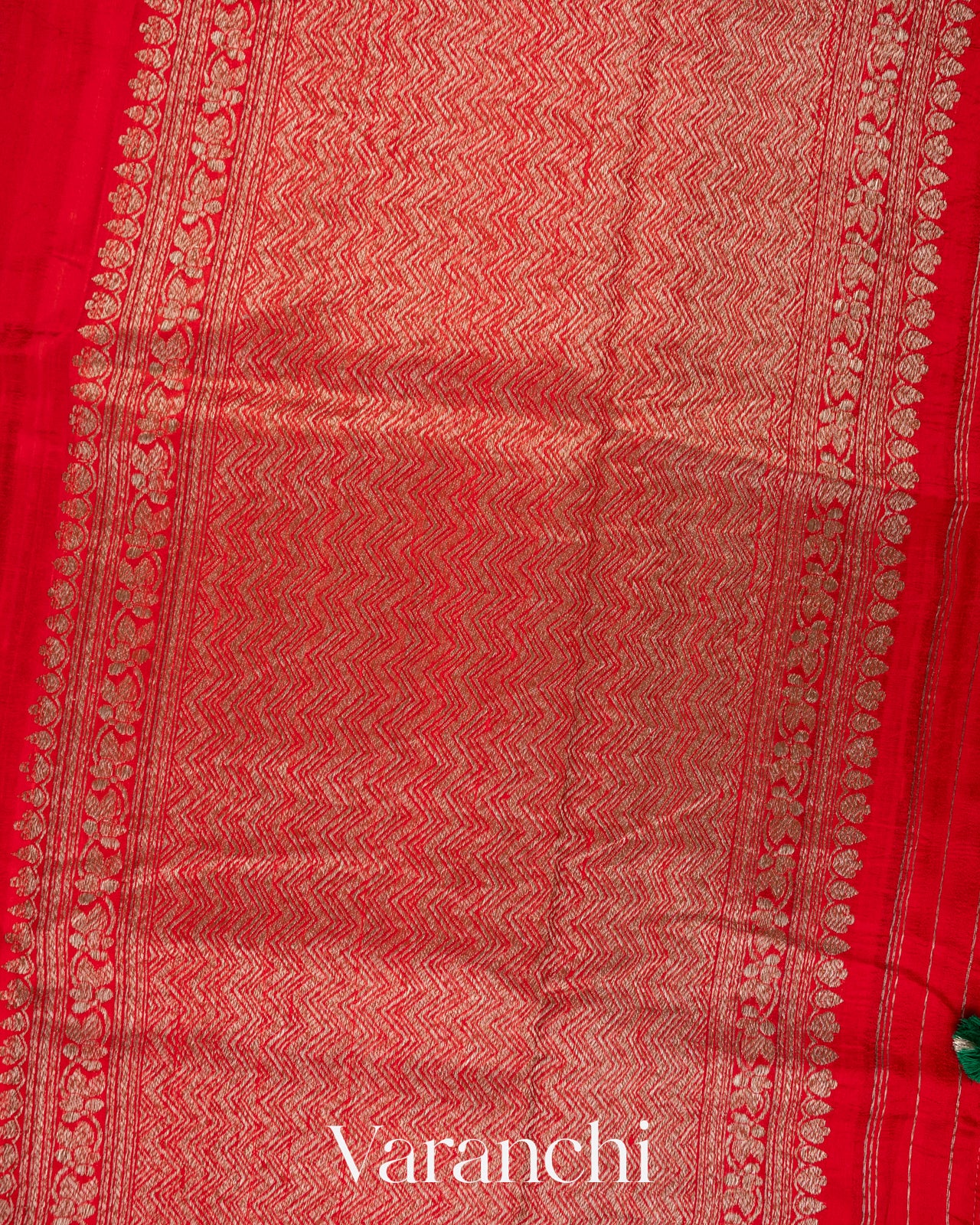 Ruby Red Raw Silk Handloom Saree 