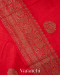 Ruby Red Raw Silk Handloom Saree 