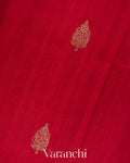 Ruby Red Pure Raw Silk Handloom Saree