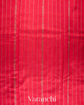 Ruby Red Striped Pure Raw Silk Handloom Saree