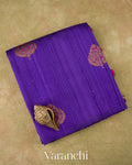 Royal Blue Violet Borderless Pure Raw Silk Handloom Saree