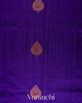 Royal Blue Violet Borderless Pure Raw Silk Handloom Saree