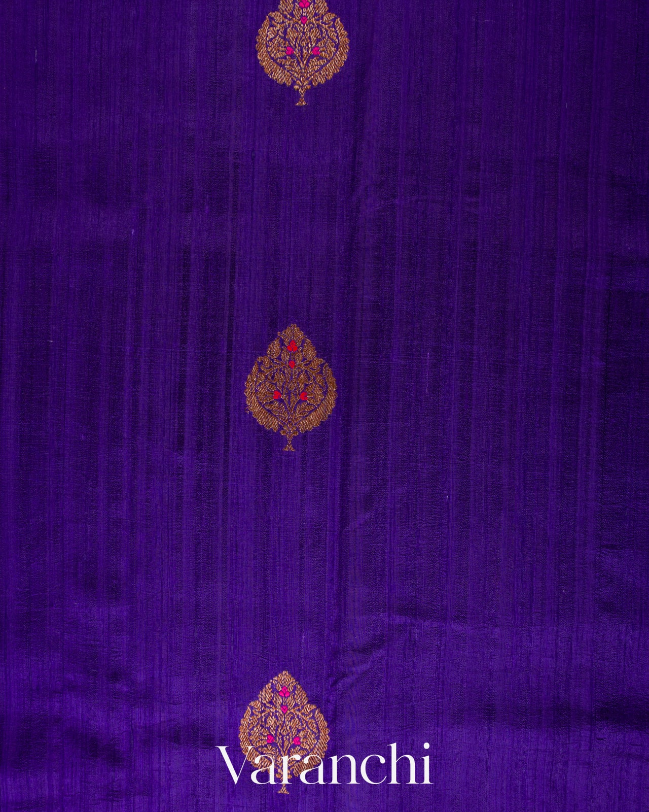 Royal Blue Violet Borderless Pure Raw Silk Handloom Saree