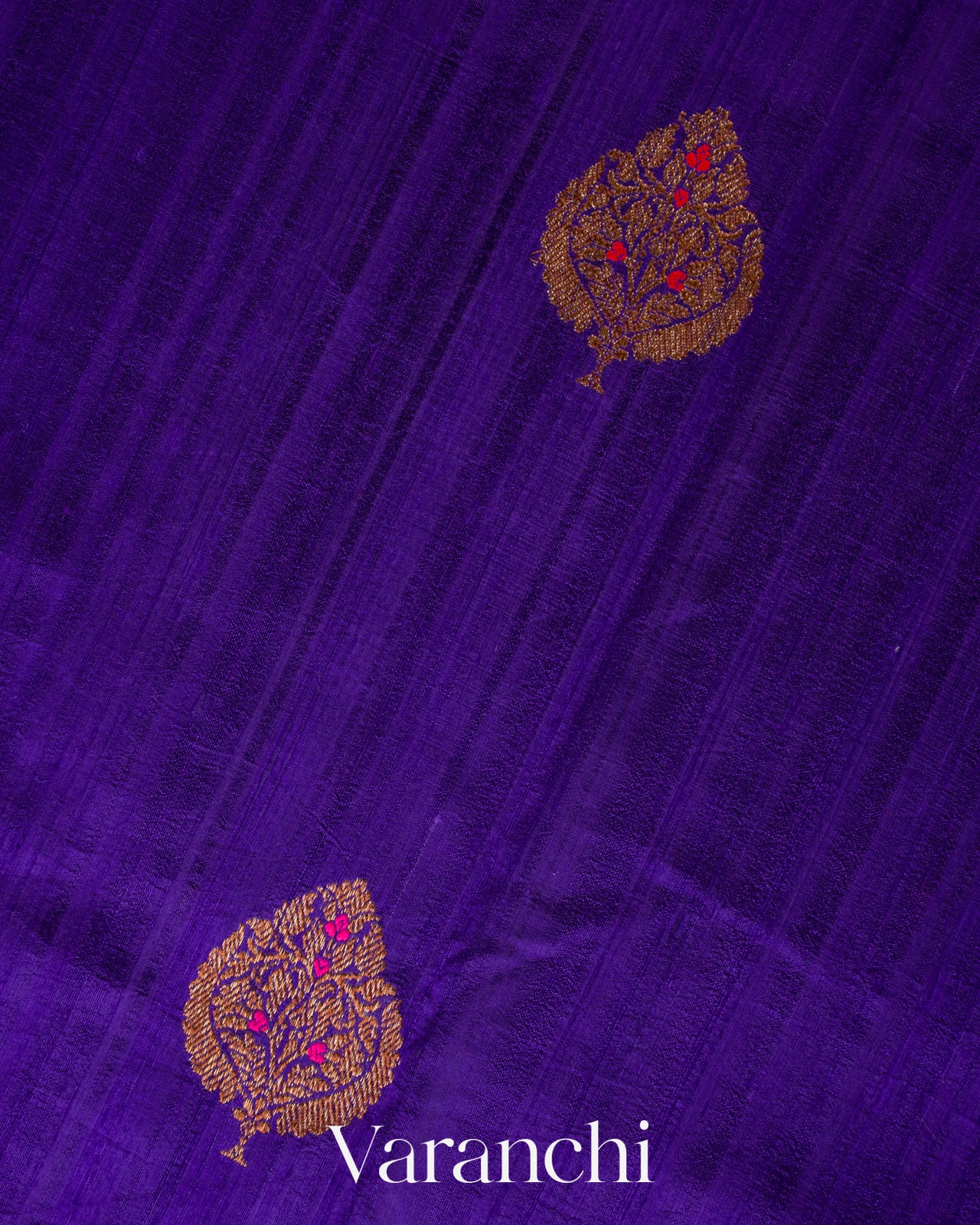 Royal Blue Violet Borderless Pure Raw Silk Handloom Saree