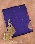Royal Blue Borderless Pure Raw Silk Handloom Saree
