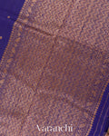 Royal Blue Borderless Pure Raw Silk Handloom Saree