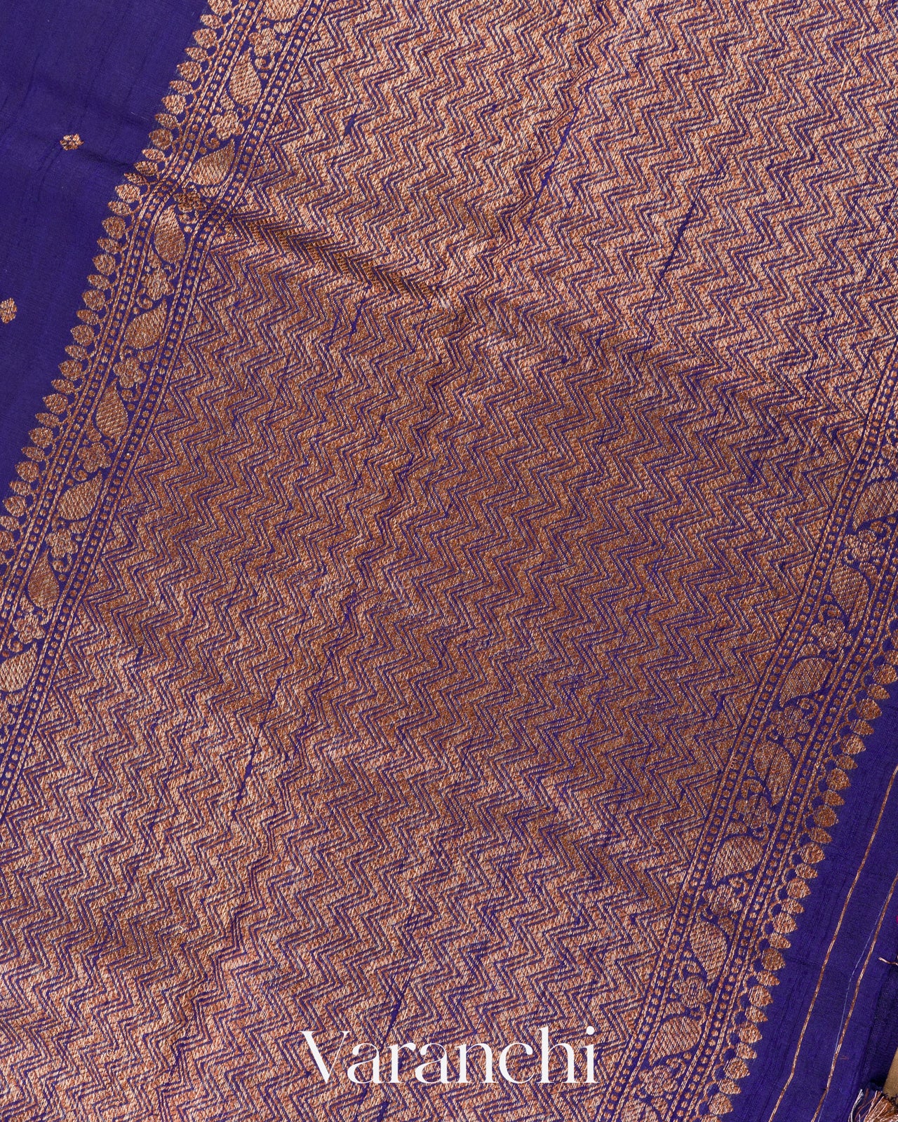 Royal Blue Borderless Pure Raw Silk Handloom Saree