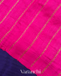 Royal Blue Borderless Pure Raw Silk Handloom Saree