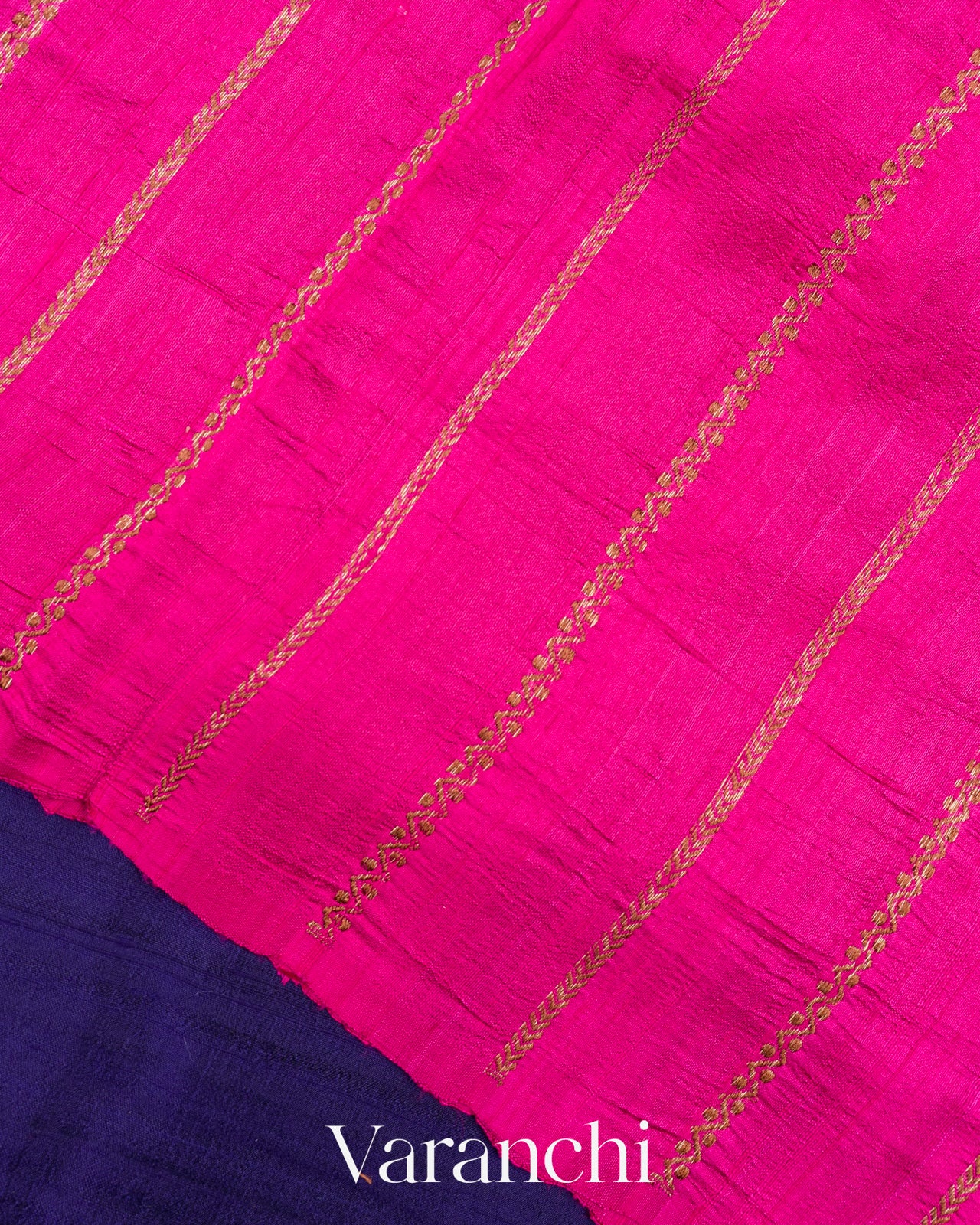 Royal Blue Borderless Pure Raw Silk Handloom Saree