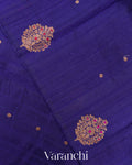 Royal Blue Borderless Pure Raw Silk Handloom Saree