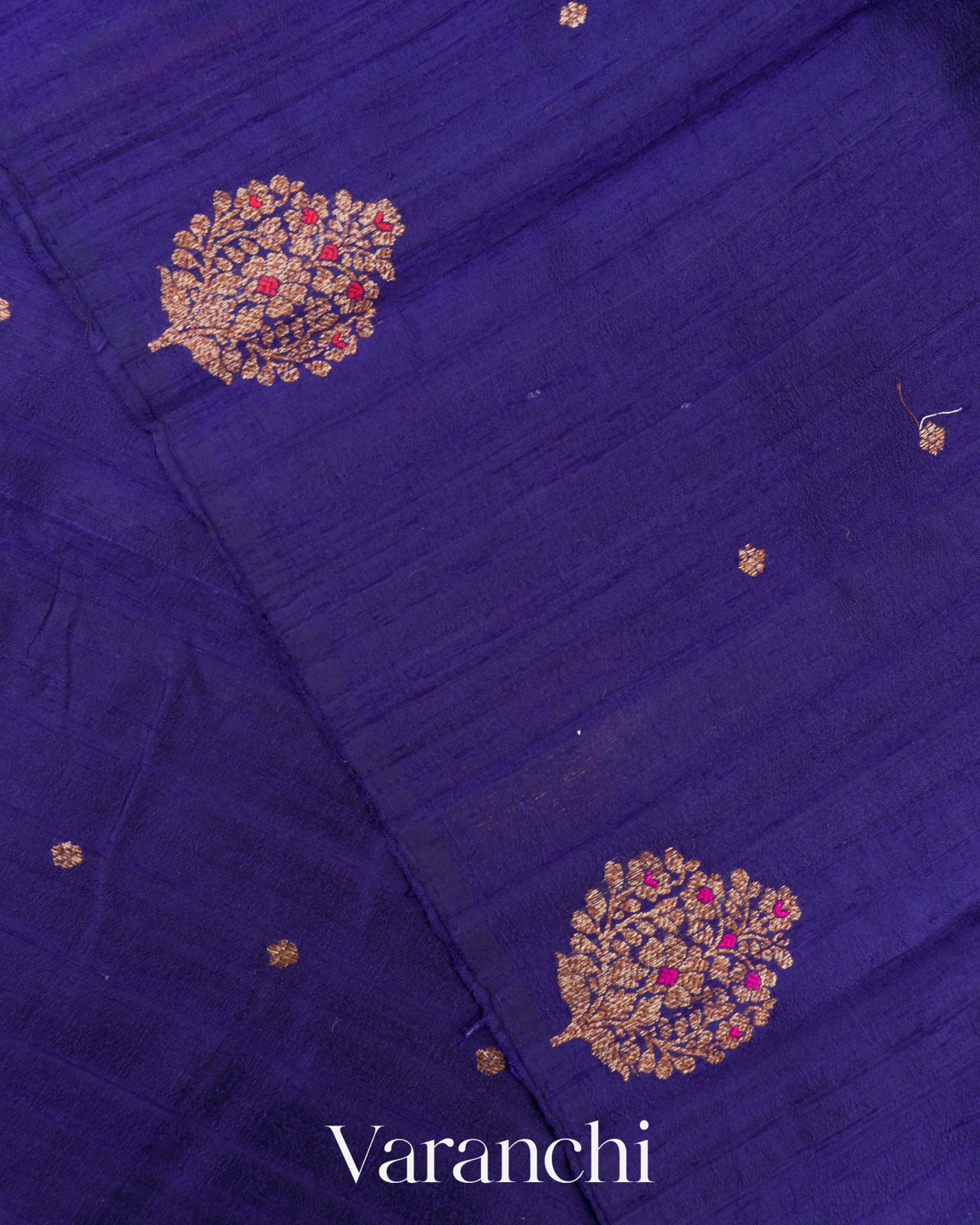 Royal Blue Borderless Pure Raw Silk Handloom Saree