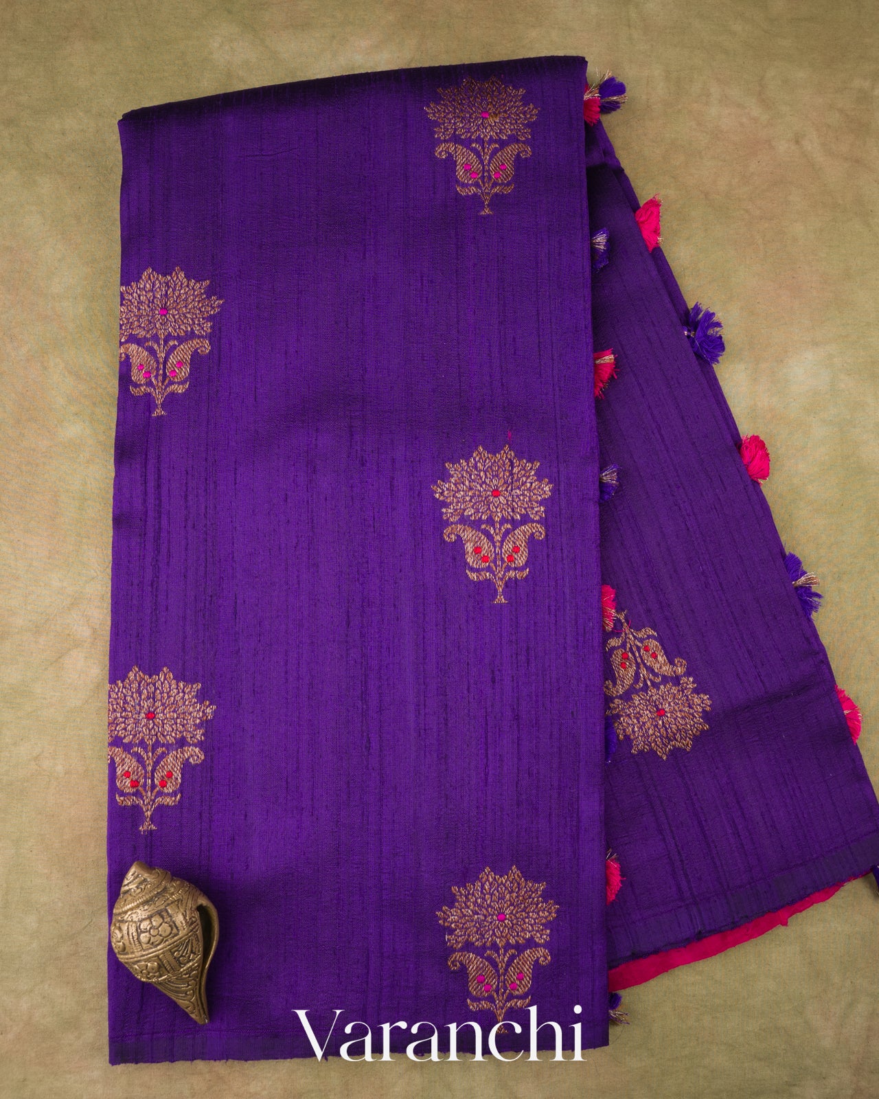 Royal Purple Borderless Pure Raw Silk Handloom Saree
