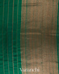Deep Teal Borderless Striped Pure Raw Silk Handloom Saree