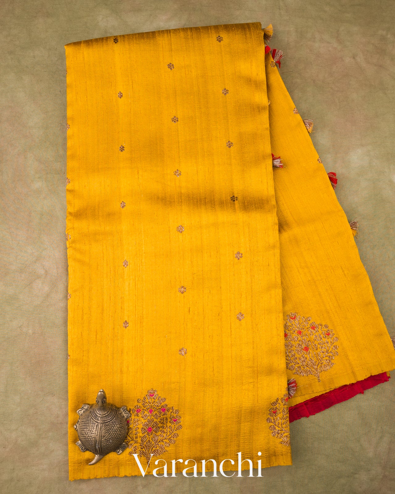 Turmeric Yellow Borderless Pure Raw Silk Handloom Saree