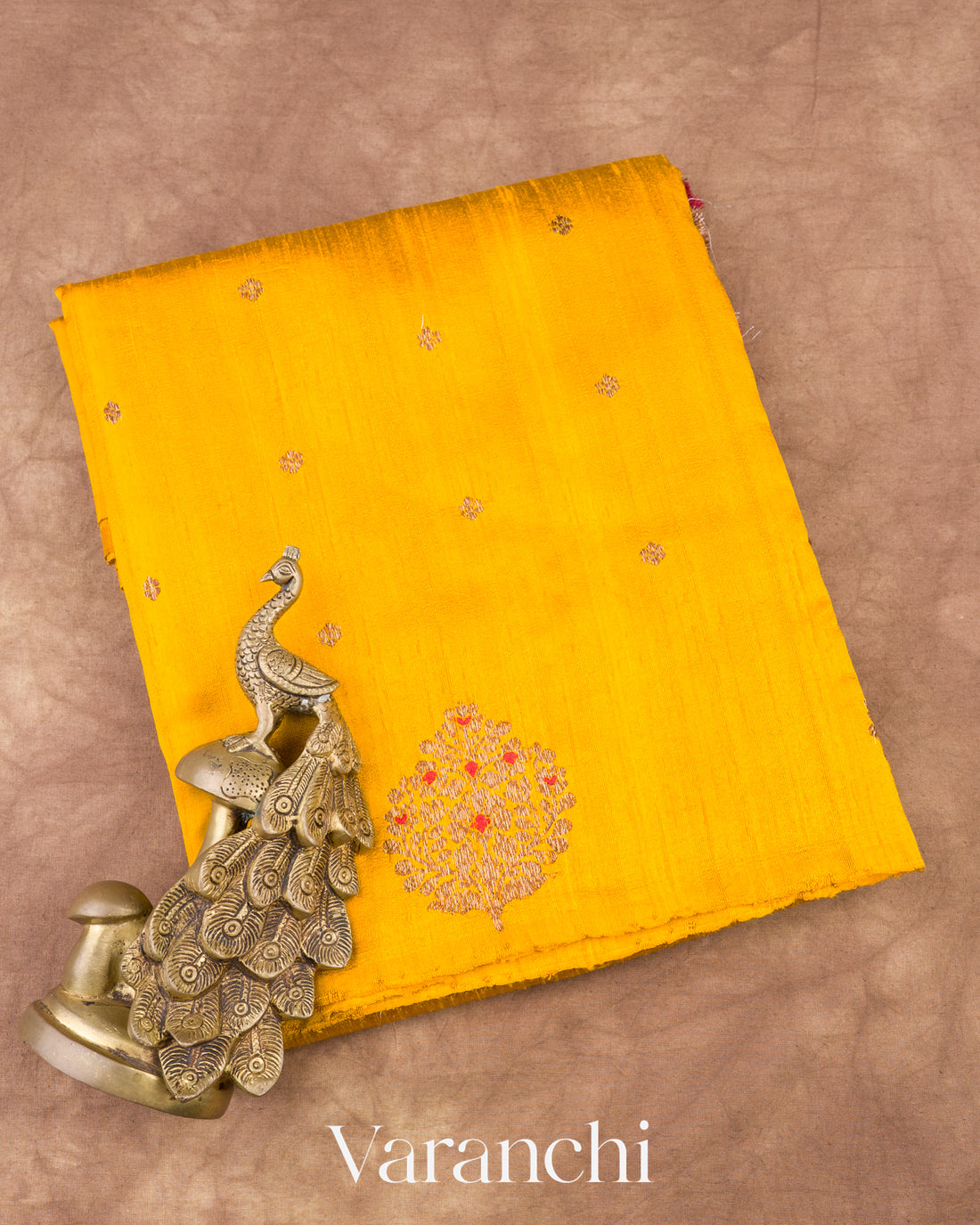Turmeric Yellow Borderless Pure Raw Silk Handloom Saree