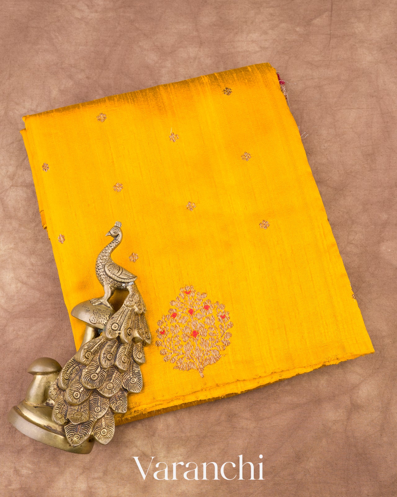 Turmeric Yellow Borderless Pure Raw Silk Handloom Saree