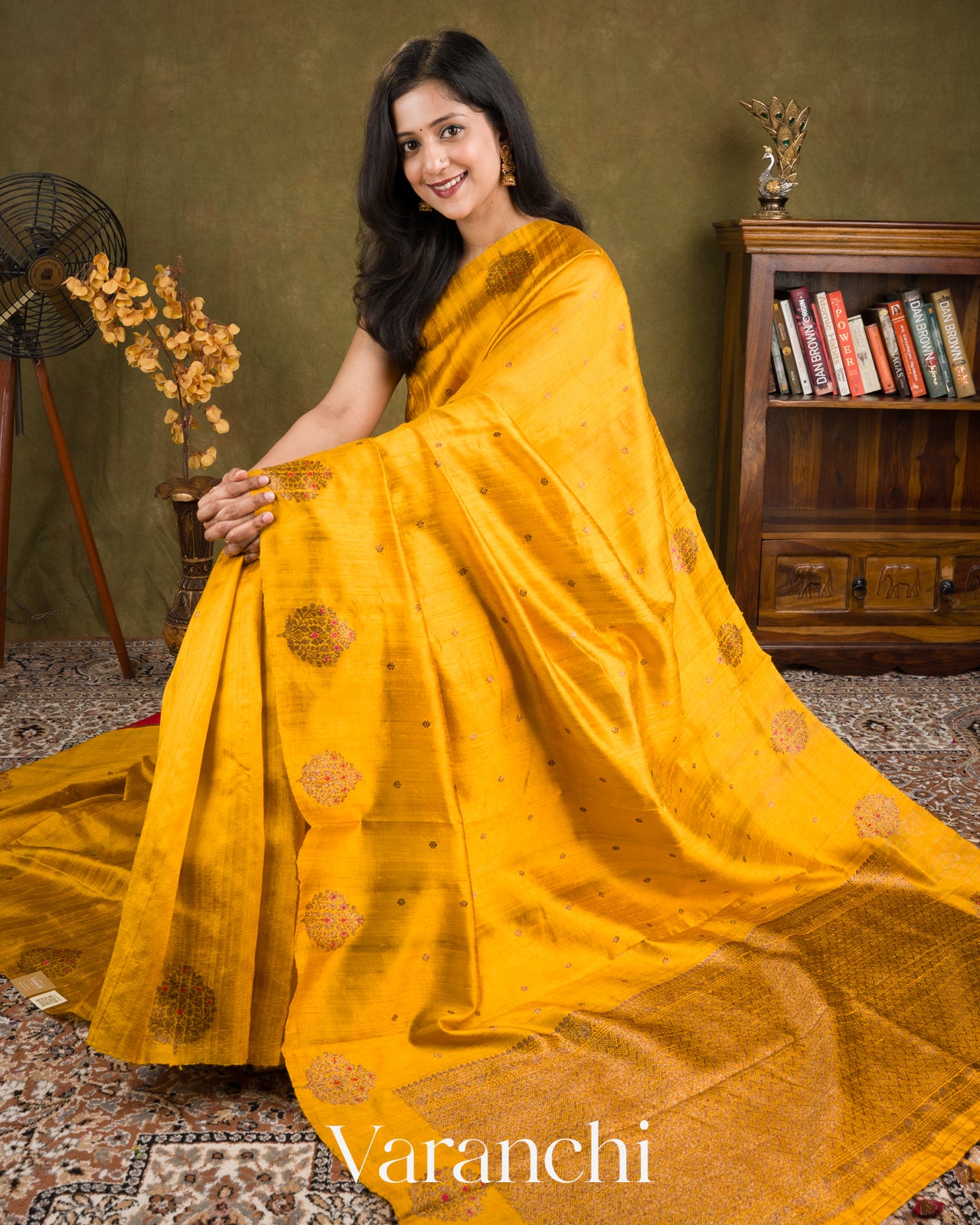 Turmeric Yellow Borderless Pure Raw Silk Handloom Saree