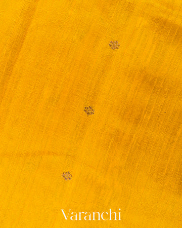 Turmeric Yellow Borderless Pure Raw Silk Handloom Saree