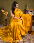 Turmeric Yellow Borderless Pure Raw Silk Handloom Saree