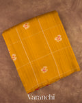 Turmeric Yellow Checks Raw Silk Handloom Saree