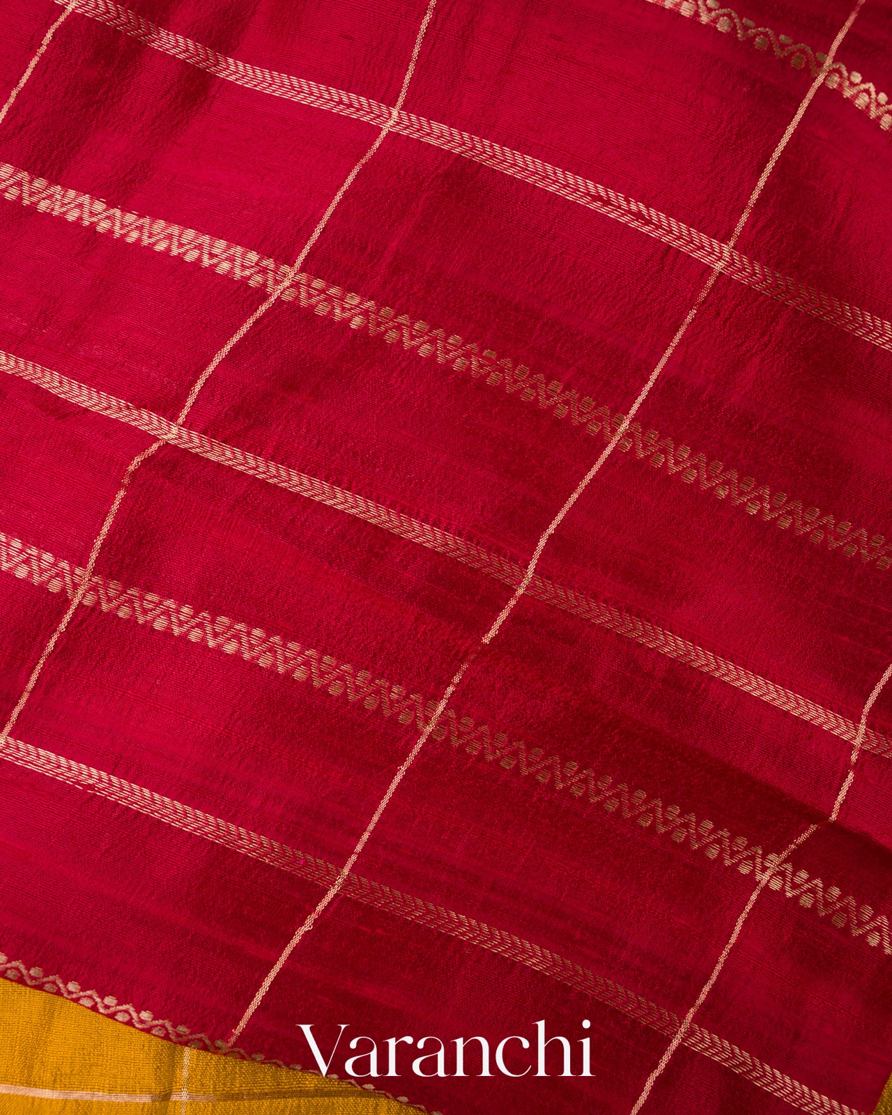 Turmeric Yellow Checks Raw Silk Handloom Saree