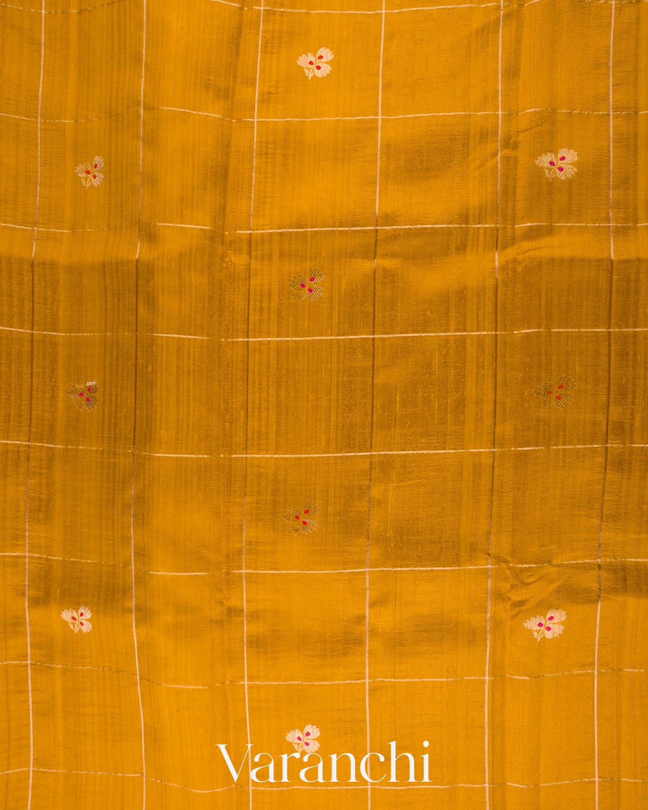 Turmeric Yellow Checks Raw Silk Handloom Saree
