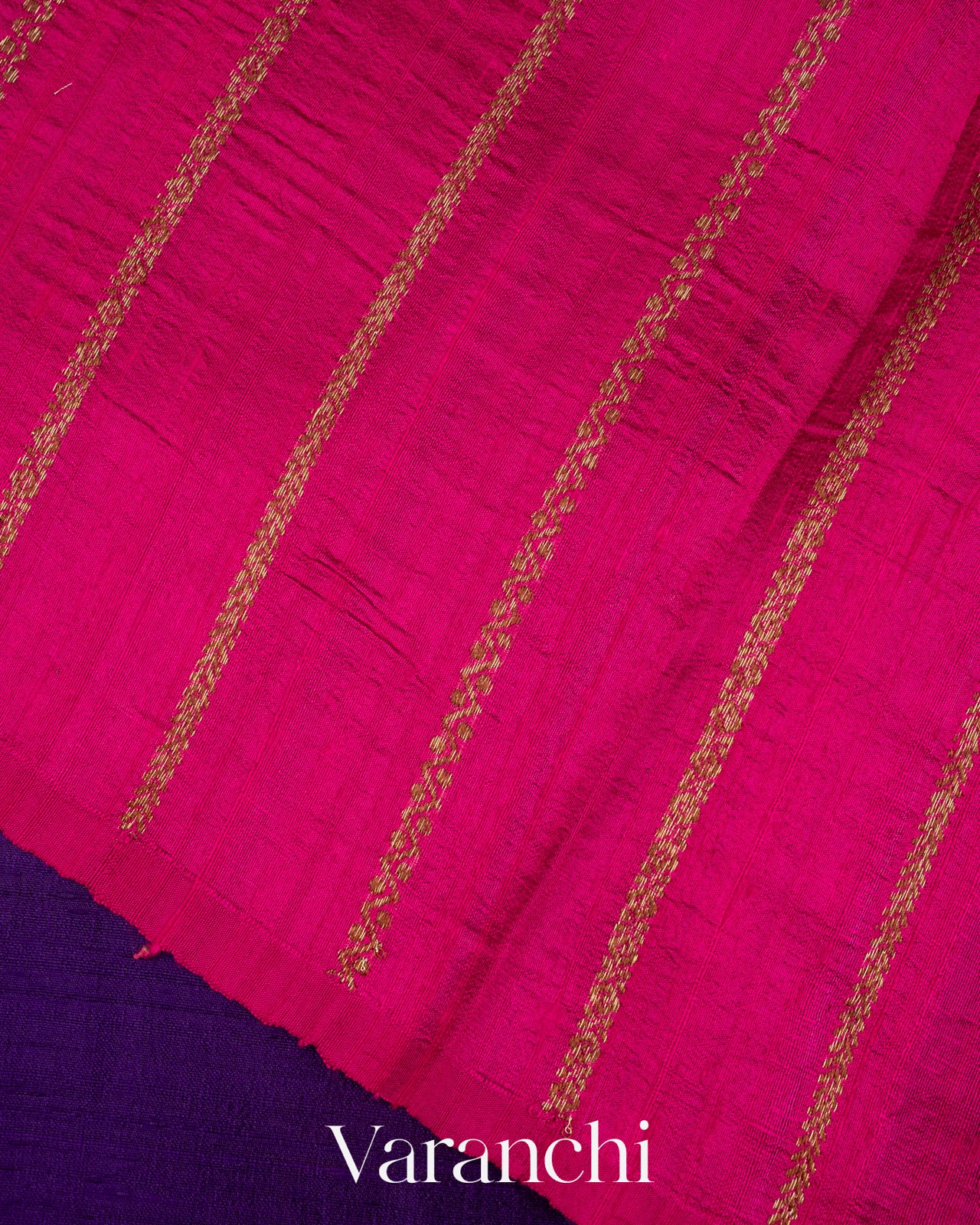 Violet Borderless Pure Raw Silk Handloom Saree