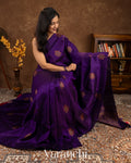 Violet Borderless Pure Raw Silk Handloom Saree